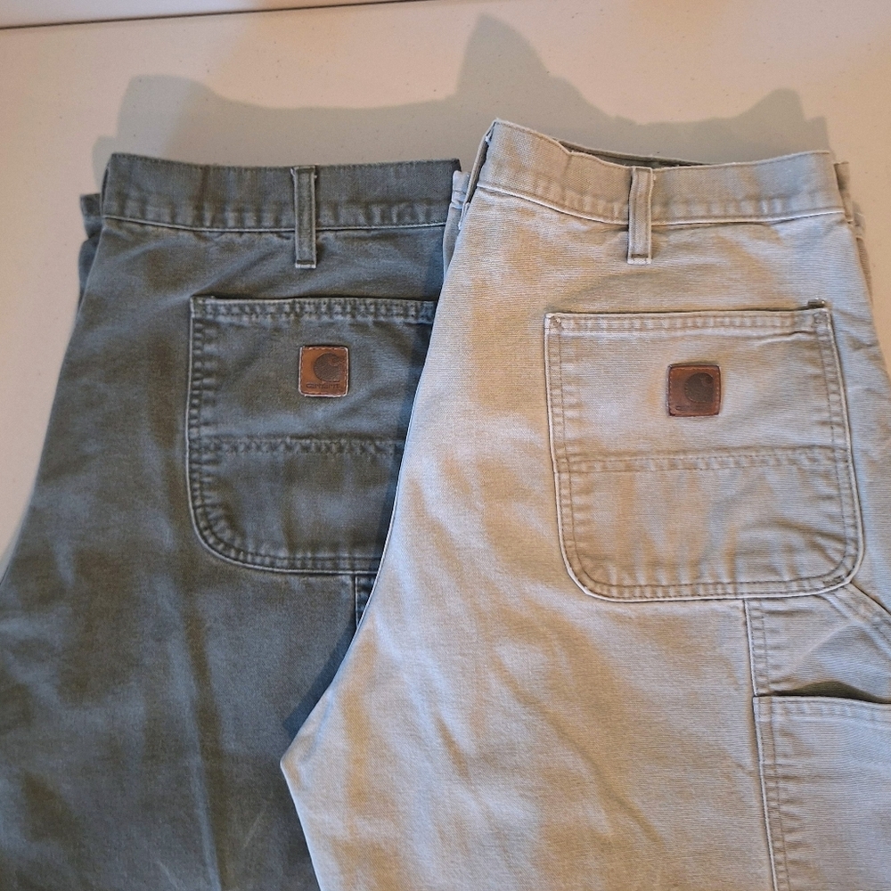 Carhartt Canvas Duck Lot Of 2 Dungaree Fit Loose Straight Pants 38 X 28.5
